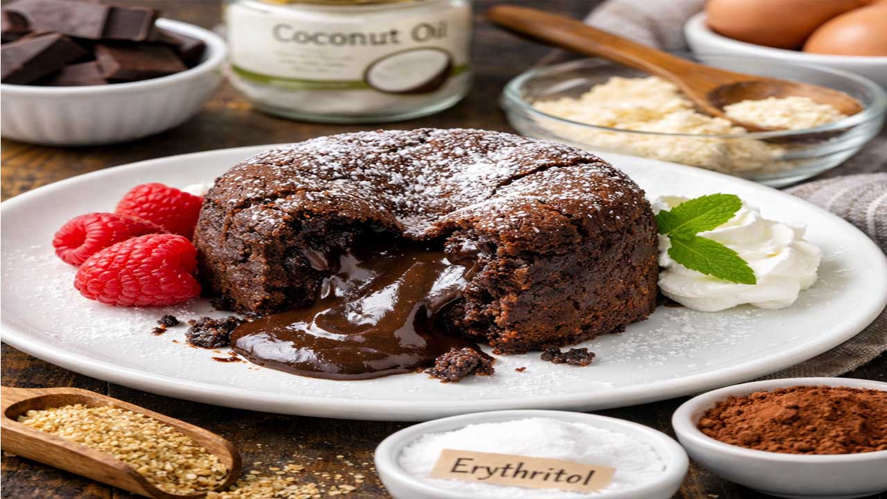 وصفة مولتن كيك كيتو بقلب سايح لمحبي الدايت